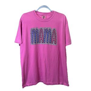 Comfort Colors Pink MAMA Graphic Tee Shirt Short Sleeves Womens Size L